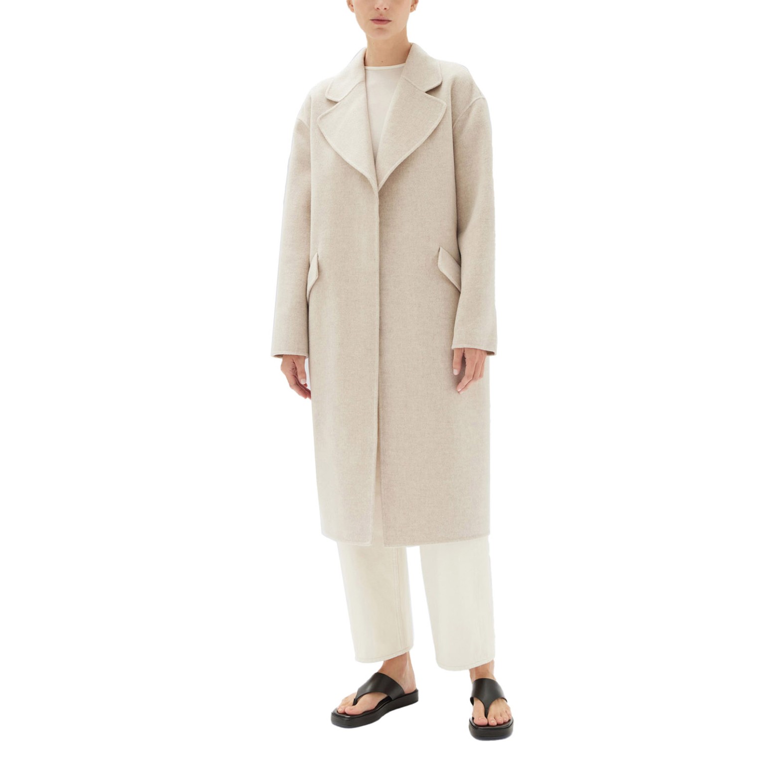 Assembly Label Sadie Single Breasted Wool Coat Oat Marle